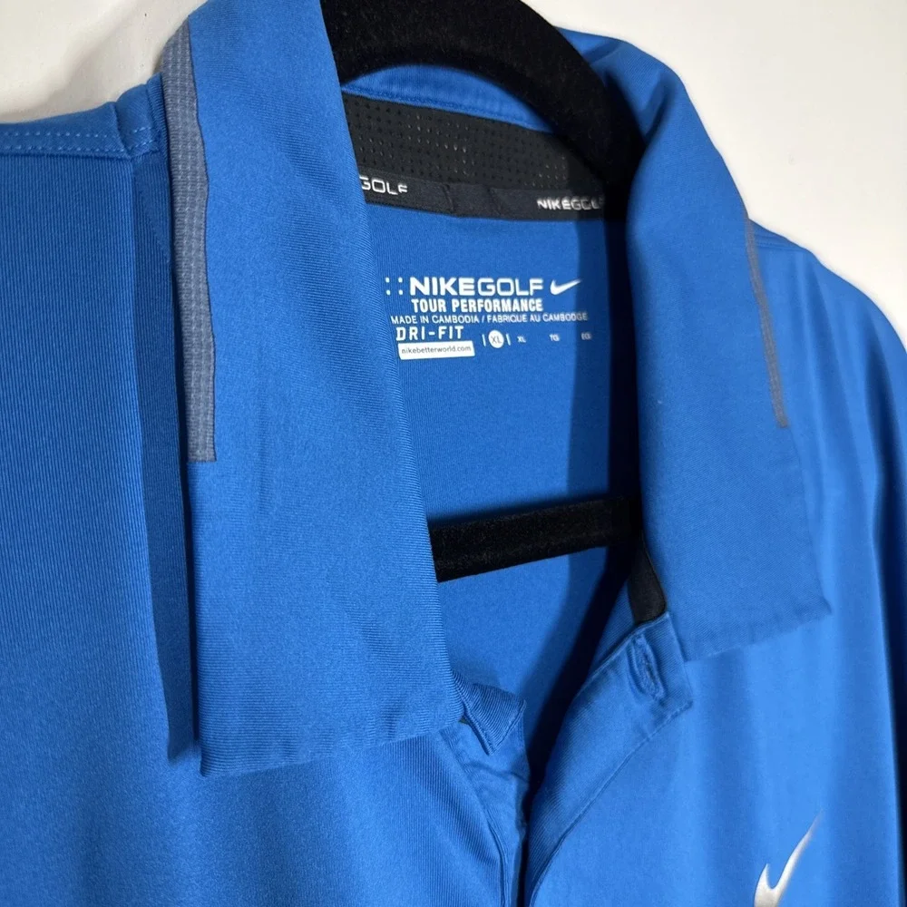 Nike Golf Dri-FIT Men's Cobalt Blue Polo Shirt Size XL Short Sleeve Performance